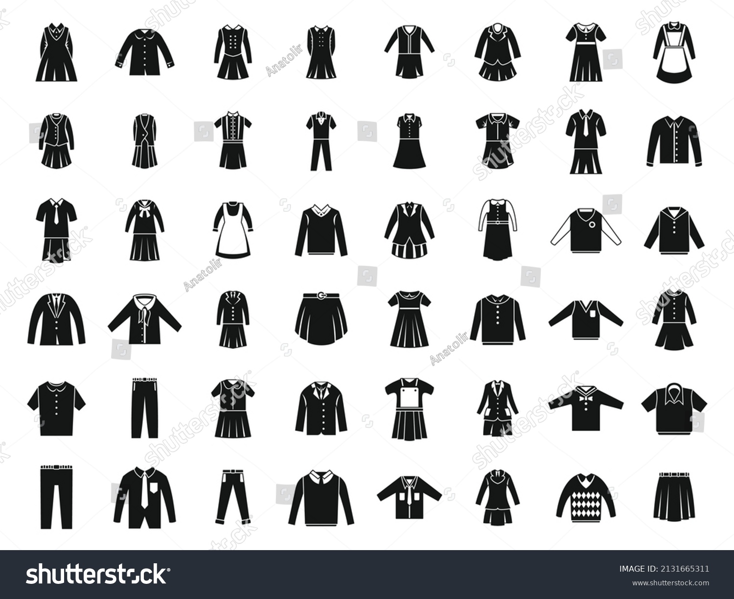 School Uniform Icons Set Simple Vector Stock Vector (Royalty Free ...