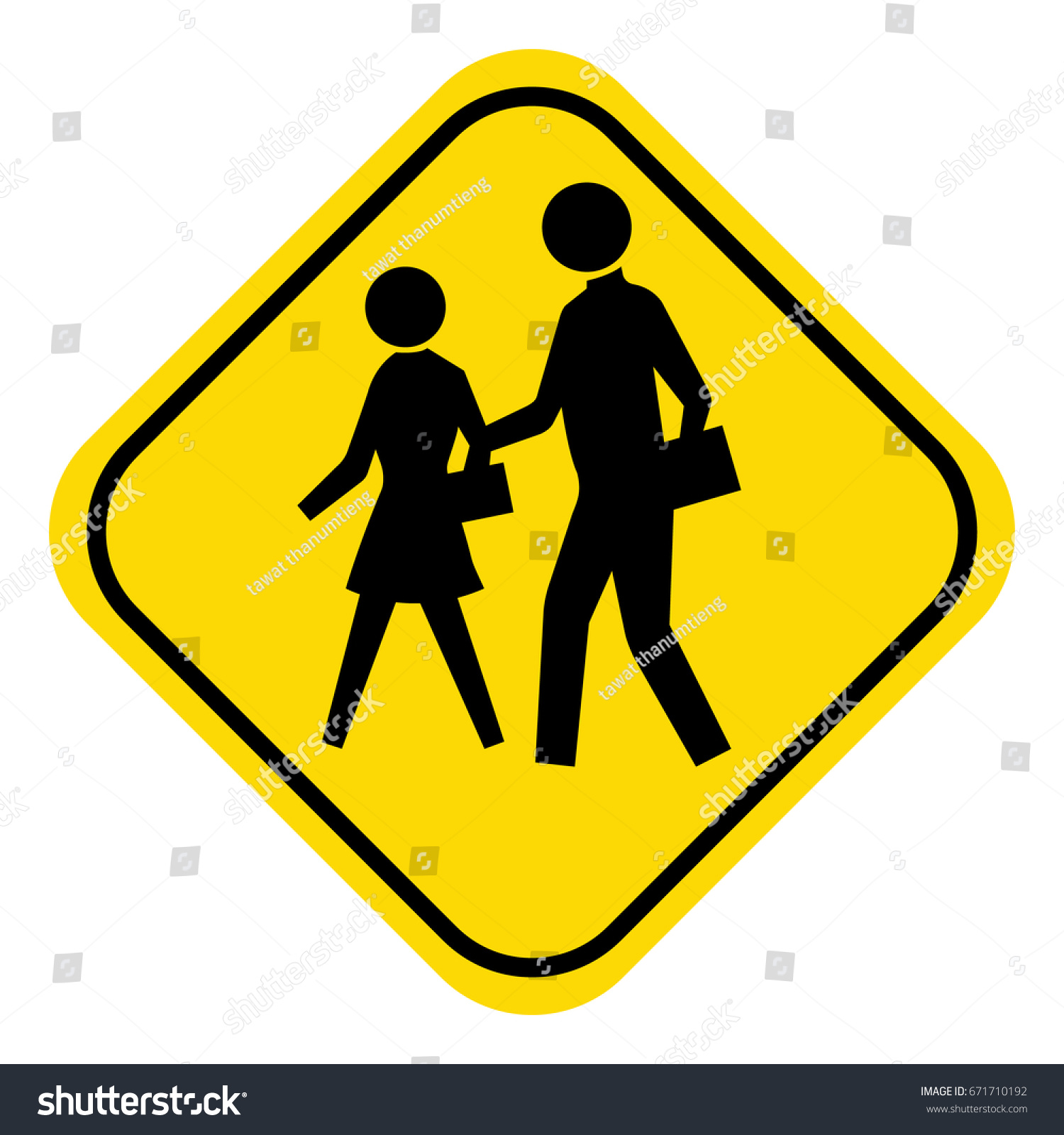 School Warning Signstudents Crossing Sign Stock Vector (Royalty Free ...