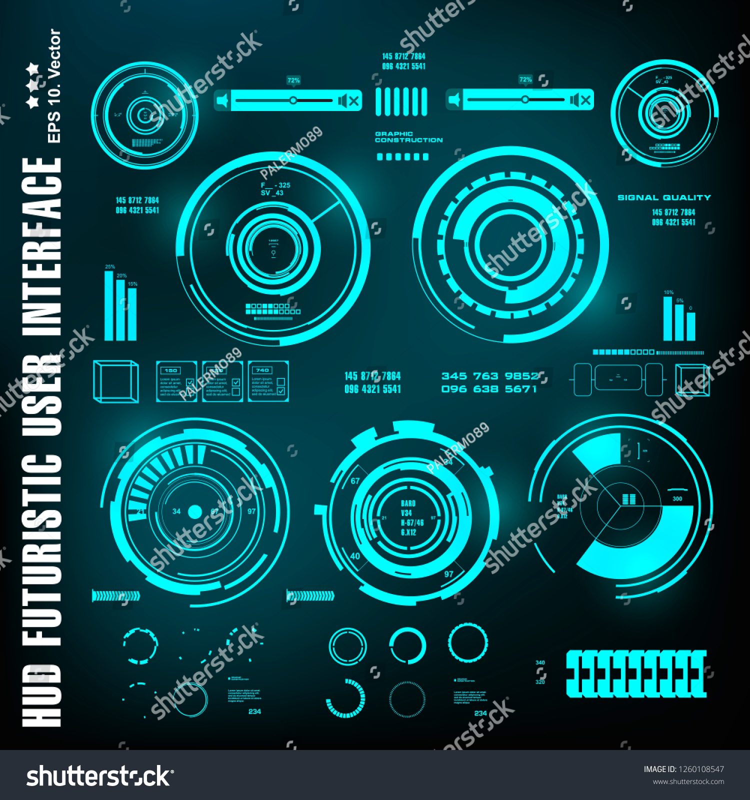 Vektor Stok Scifi Futuristic Hud Dashboard Display Virtual Tanpa Royalti 1260108547 Shutterstock 9459