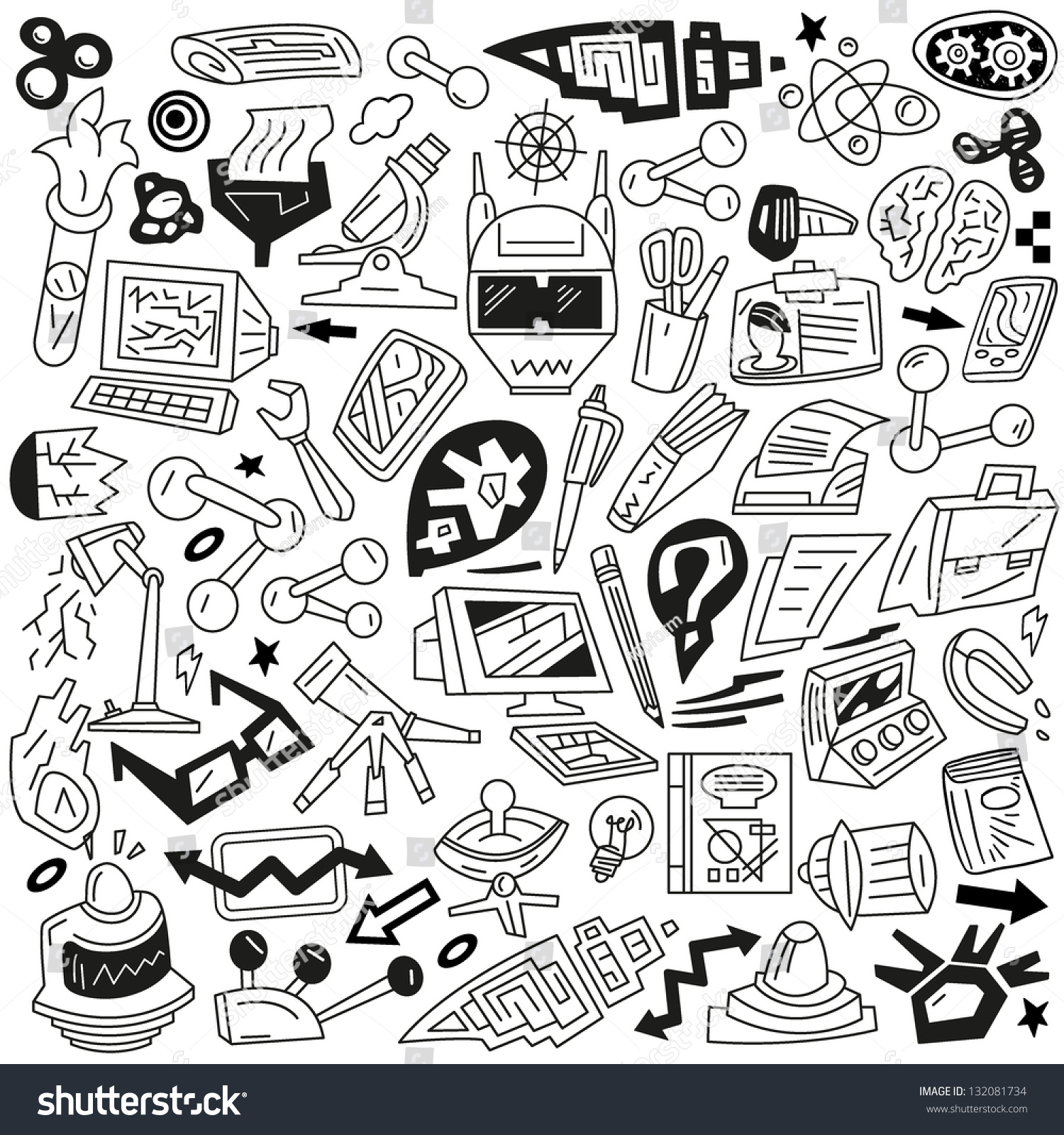 Science Doodles Set Stock Vector 132081734 - Shutterstock