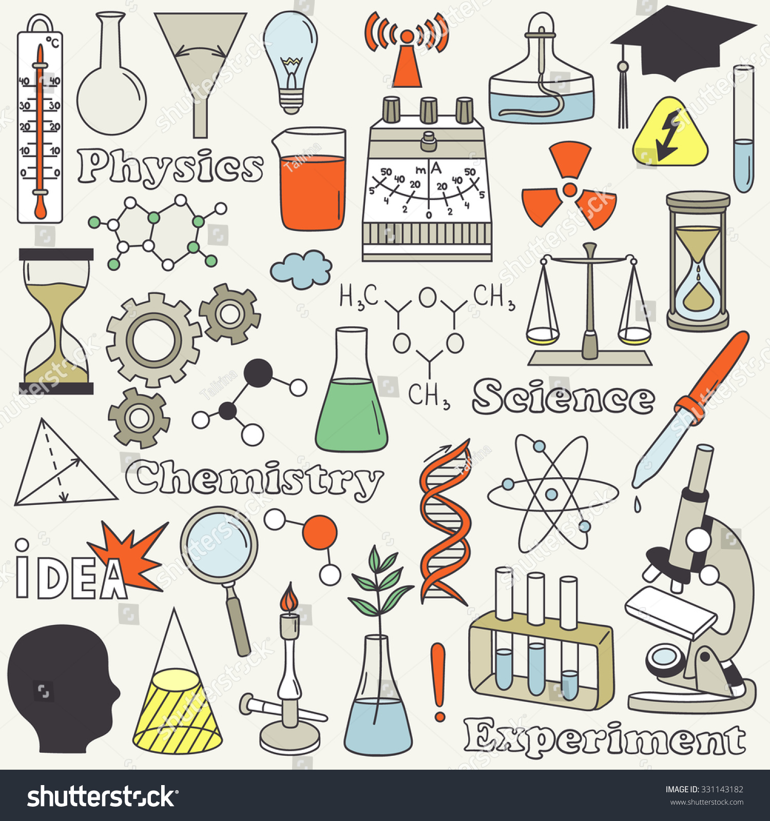 Science Icon Set Hand Drawn. Doodle Collection Vector. Big Set Of ...