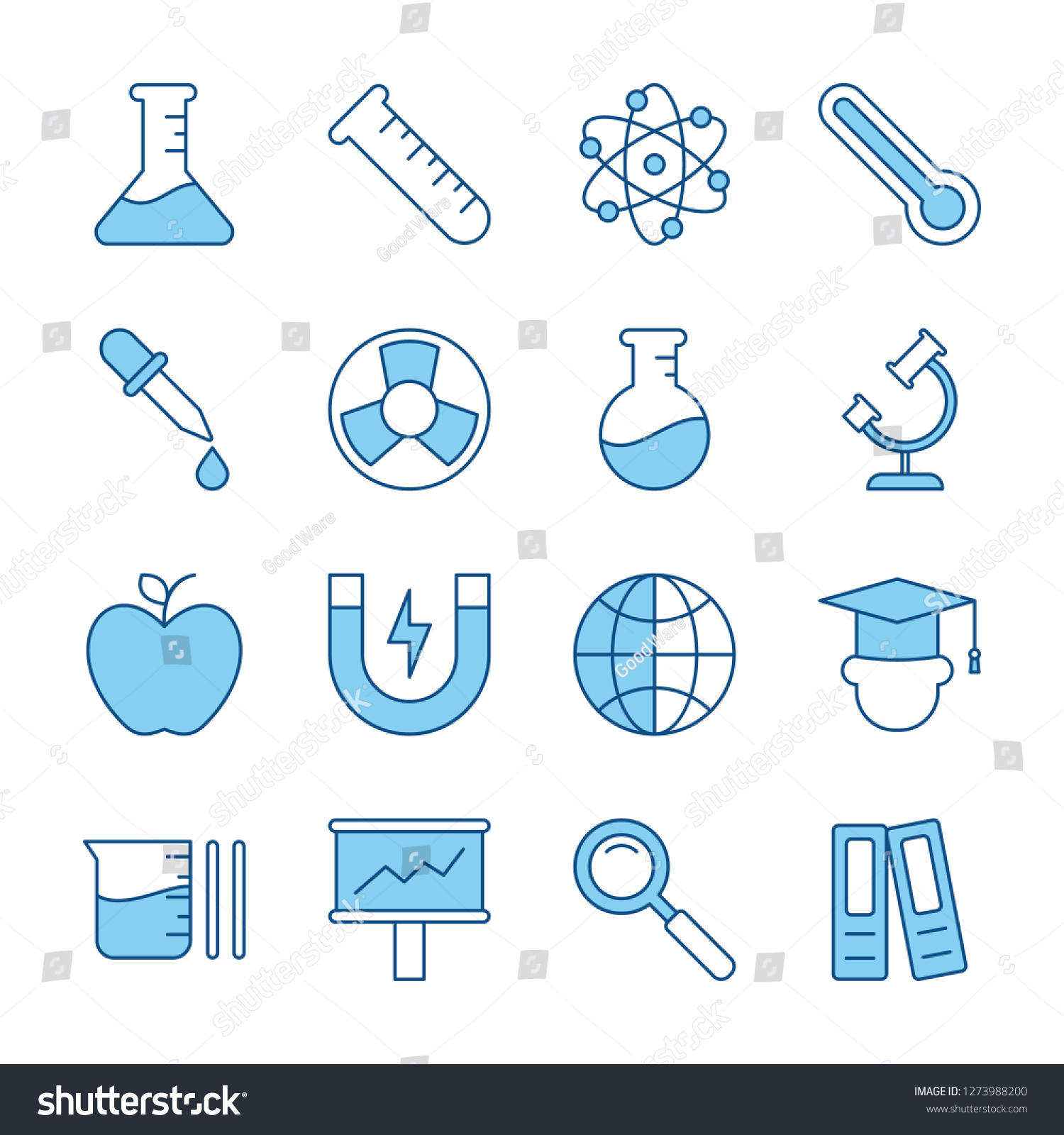 Science Icons Pack Isolated Science Symbols Stock Vector (Royalty Free ...