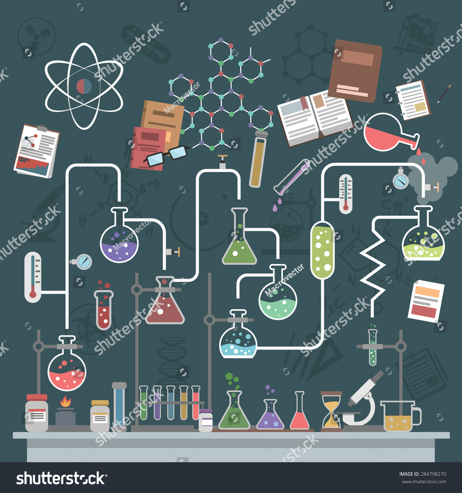 Science Lab Concept Flat Flasks Physics Stock Vector 284798270