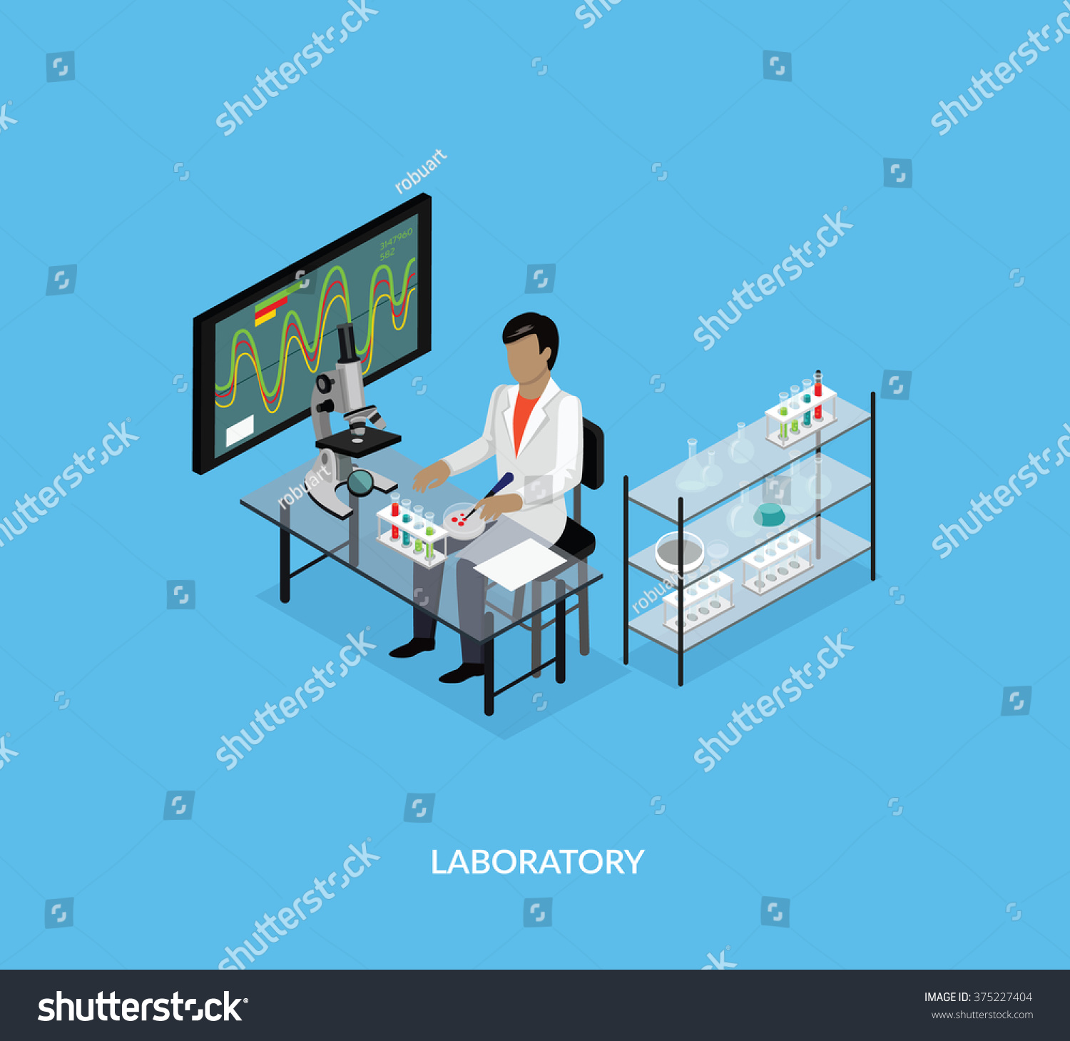 Science Lab Isomatric Design Flat 3d Stock Vektorgrafik Lizenzfrei 375227404