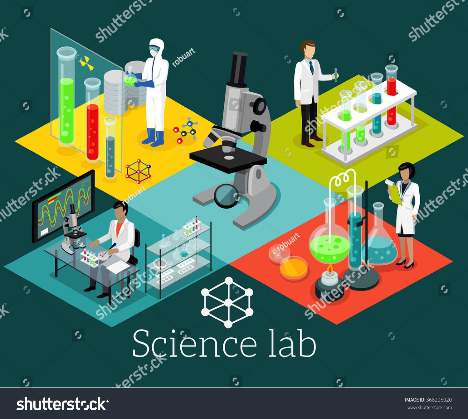 Science Lab Isometric Design Flat Science Stock Vector 