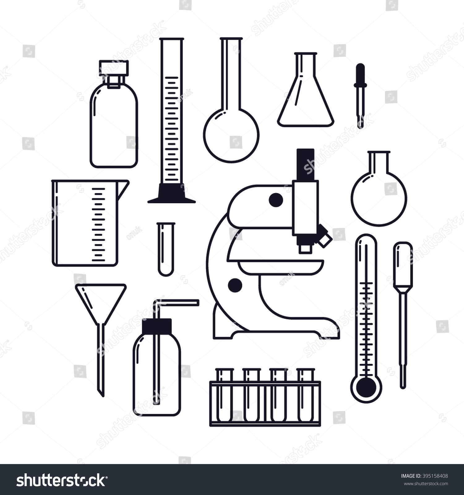 Science Lab Tools Setthin Line Vector Stock Vector 395158408 - Shutterstock