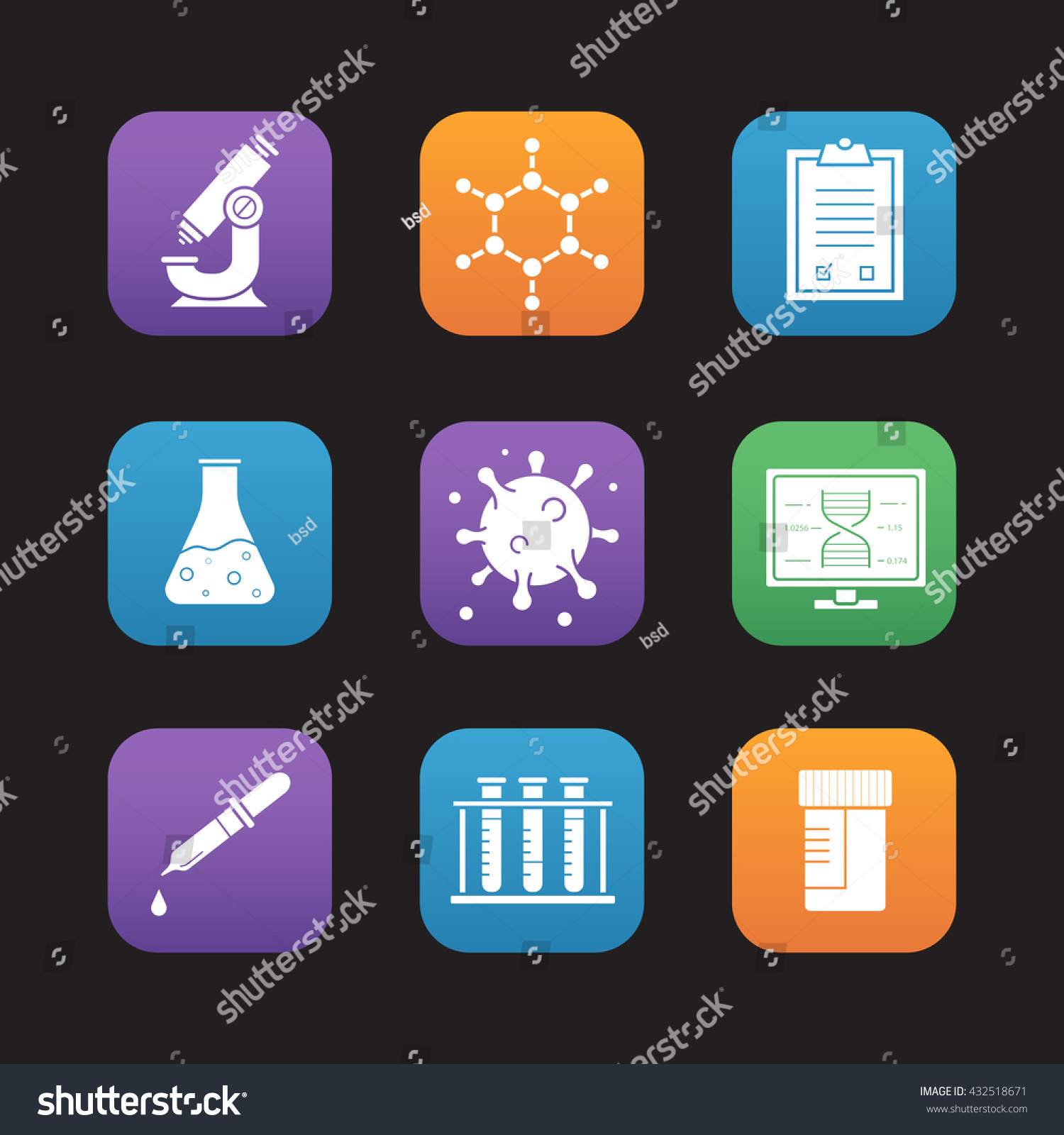 Science Laboratory Equipment Flat Design Icons Stock Vector (Royalty ...