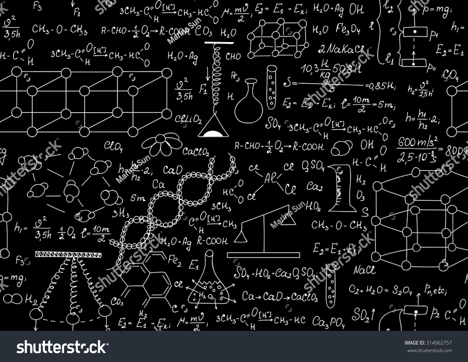 Scientific Vector Seamless Pattern Chemical Physical Stock Vector ...