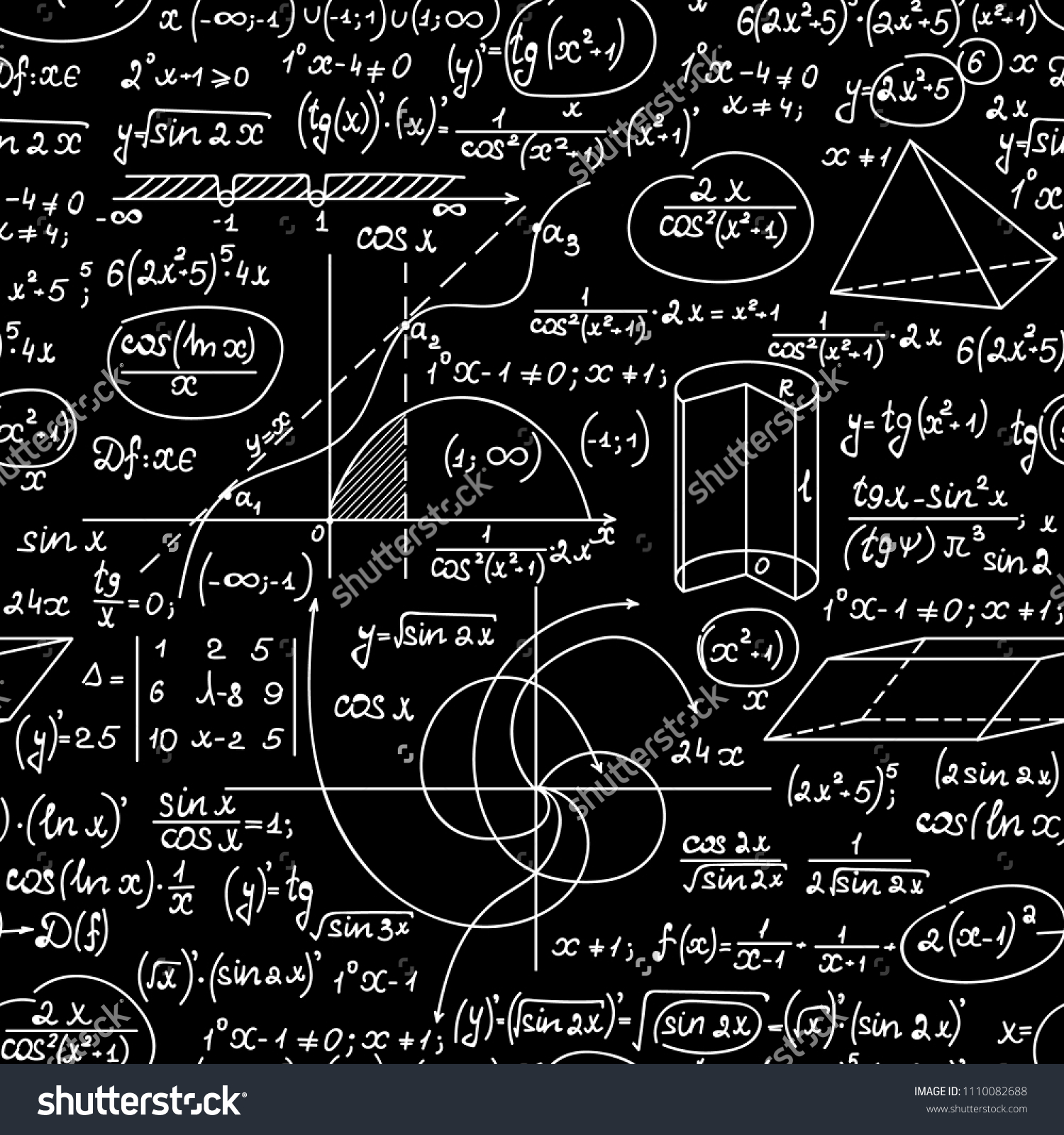 Scientific Vector Seamless Texture Handwritten Math Stock Vector ...