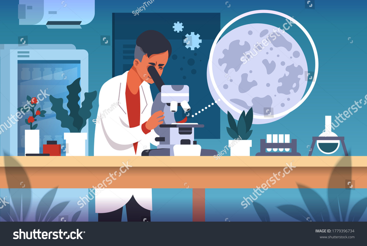 Scientist Lab Cartoon Concept Laboratory Research Stock Vector (Royalty ...