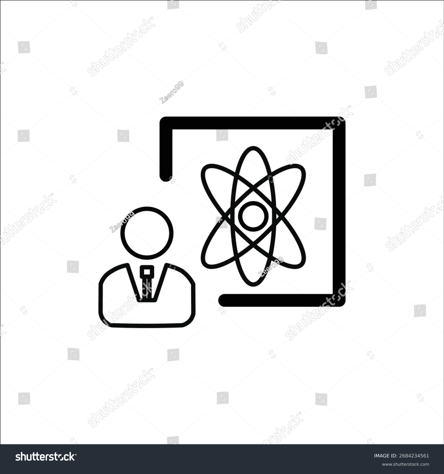 black and white science teacher and atom clip art preview
