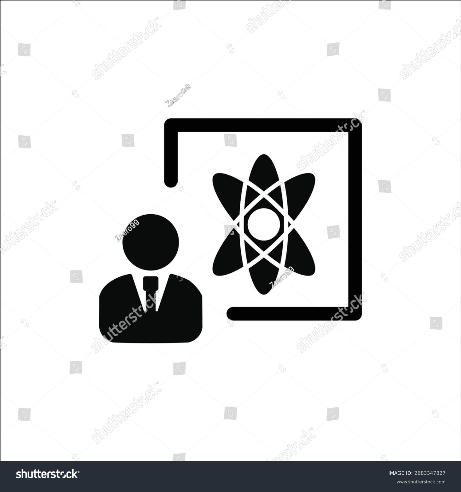 black science teacher with atom symbol clip art preview