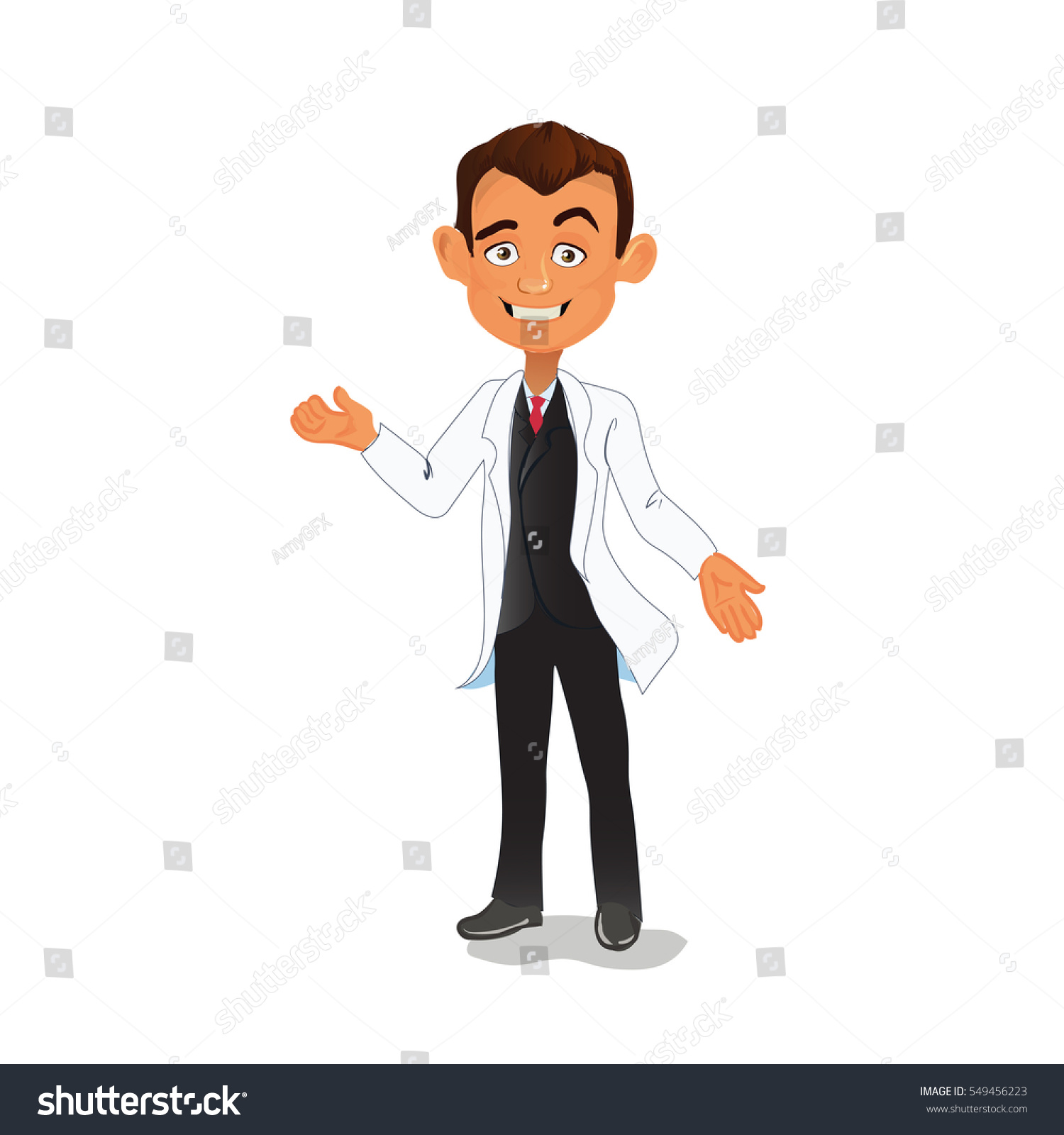 Scientist Welcome Shows Audience His Achievement Stock Vector (Royalty ...