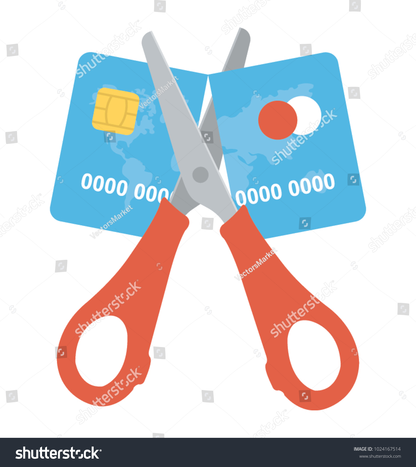 Scissor Cutting Credit Card Concept Credit Stock Vector (Royalty Free ...