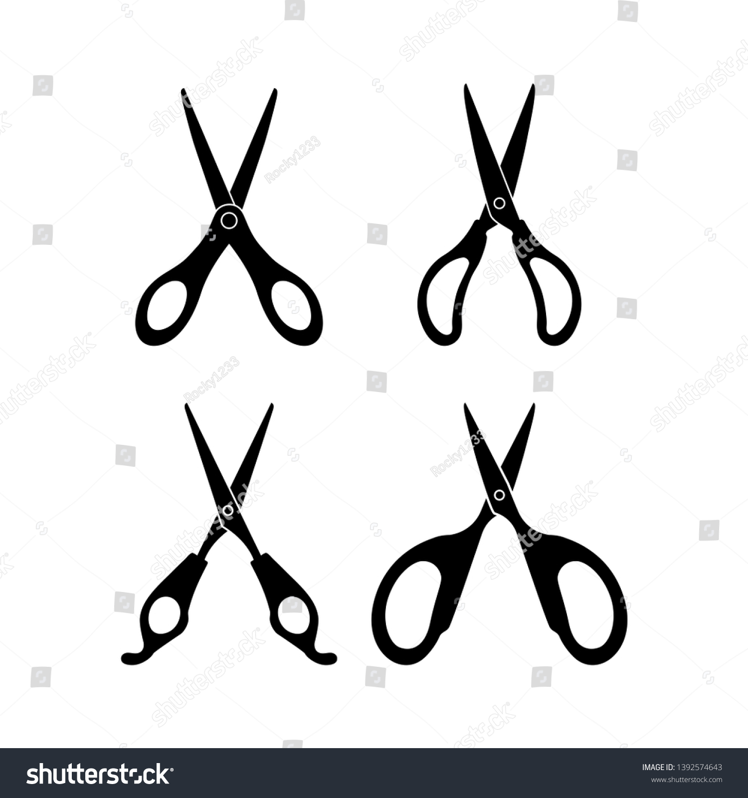 Scissors Craft Vector Outline Paper Cut vector de stock (libre de