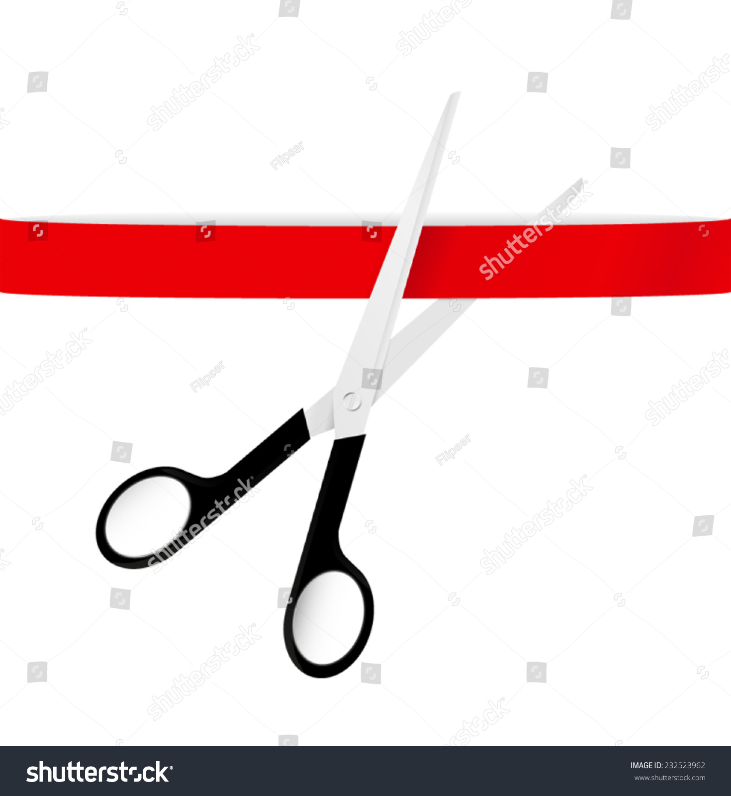 Scissors Cutting Red Ribbon Vector Stock Vector (Royalty Free ...