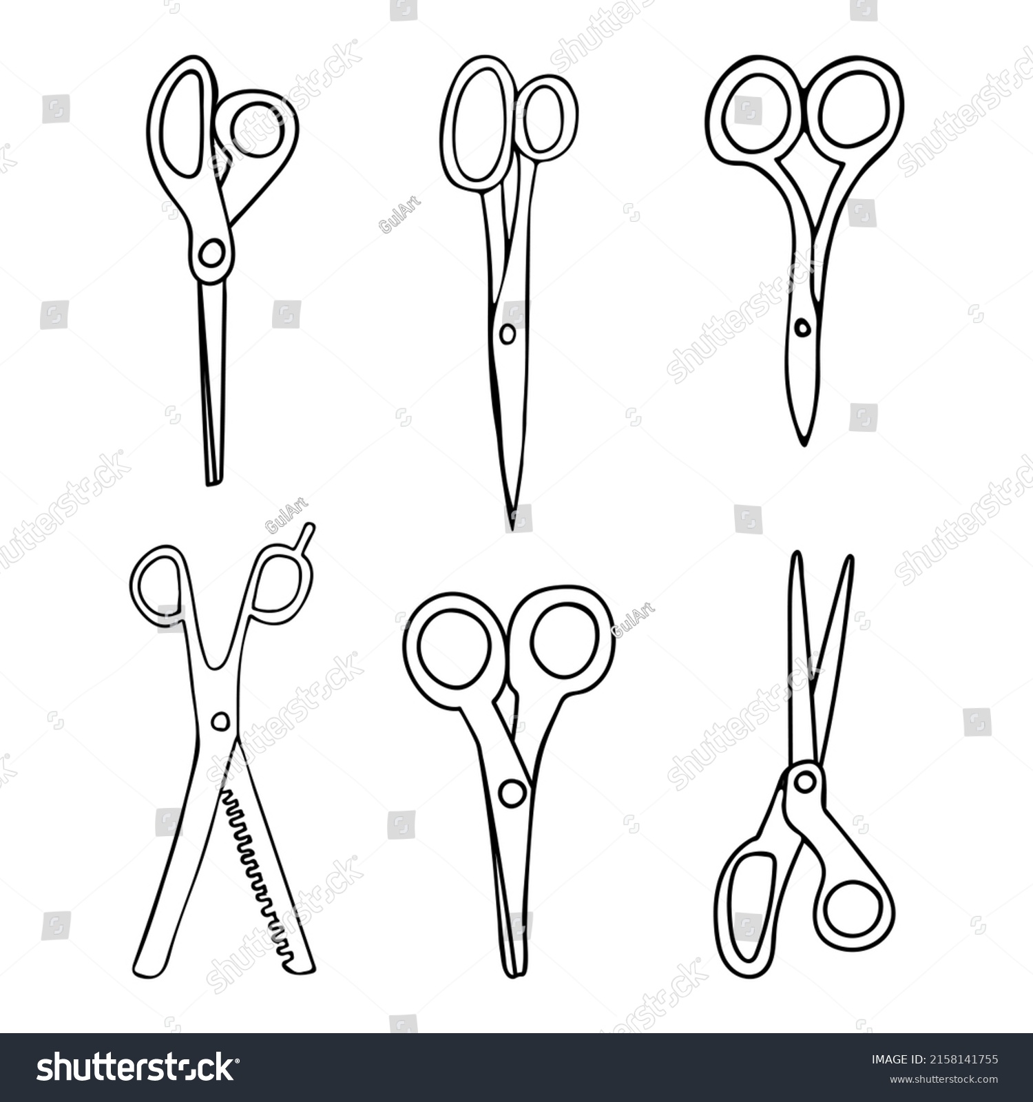 Scissors Doodle Icons Collection Vector Scissors Stock Vector (Royalty ...