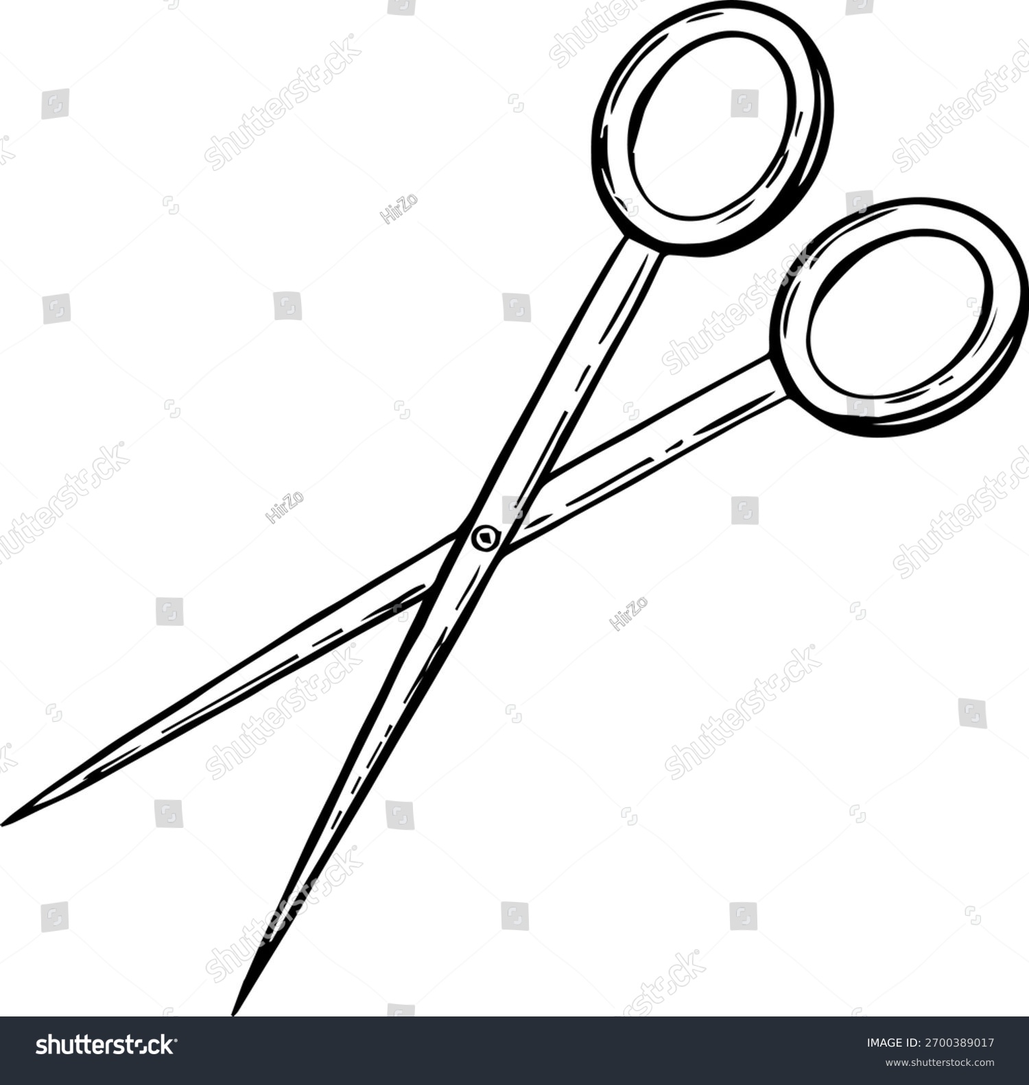 black and white scissors, surgical tool clip art preview