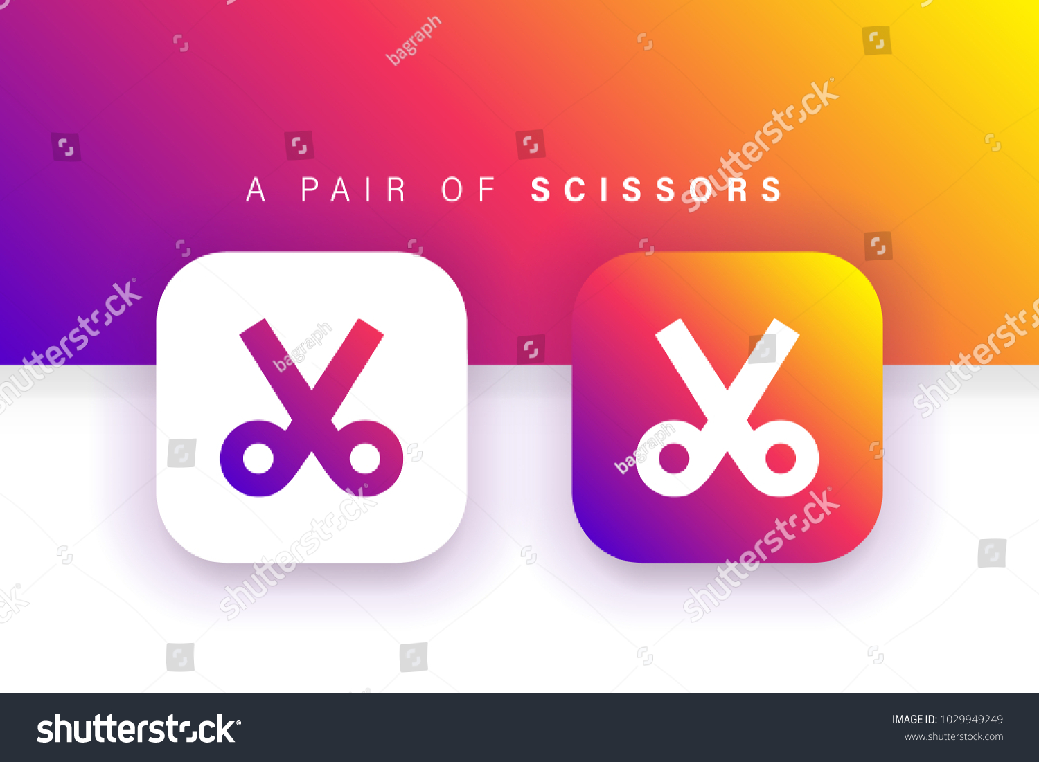 SVG of Scissors icon. Cut icon. Trim icon. Square contained. Use for brand logo, application, ux/ui, web. Colorful design. Compatible with jpg, png, eps, ai, cdr, svg, pdf, ico, gif. svg