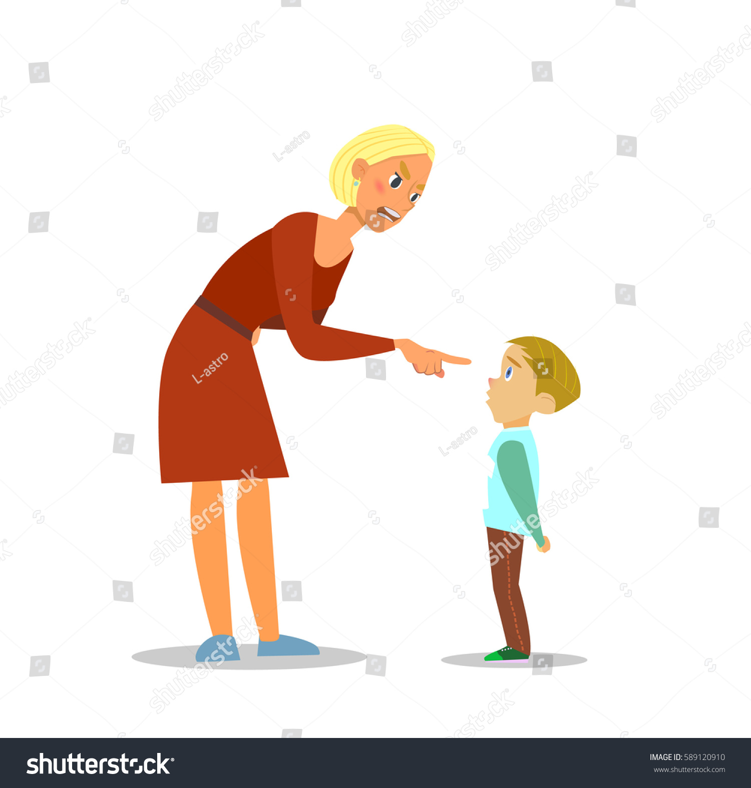 Scold Children Mother Scolds Poor Boy Stock Vector 589120910 - Shutterstock