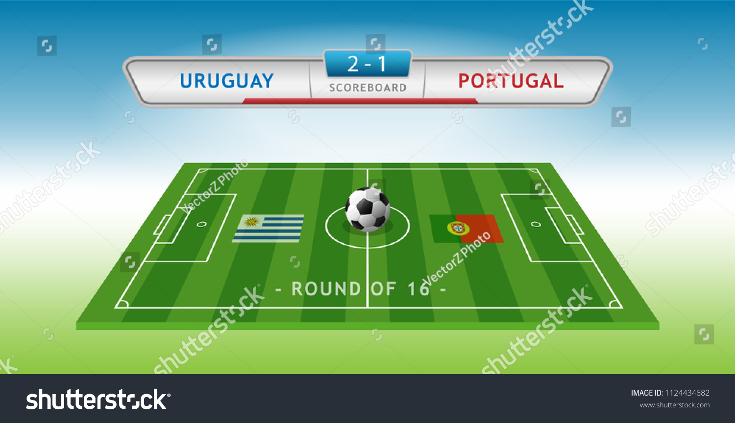 Scoreboard Football League Uruguay Vs Portugal Stock Vector Royalty Free 1124434682