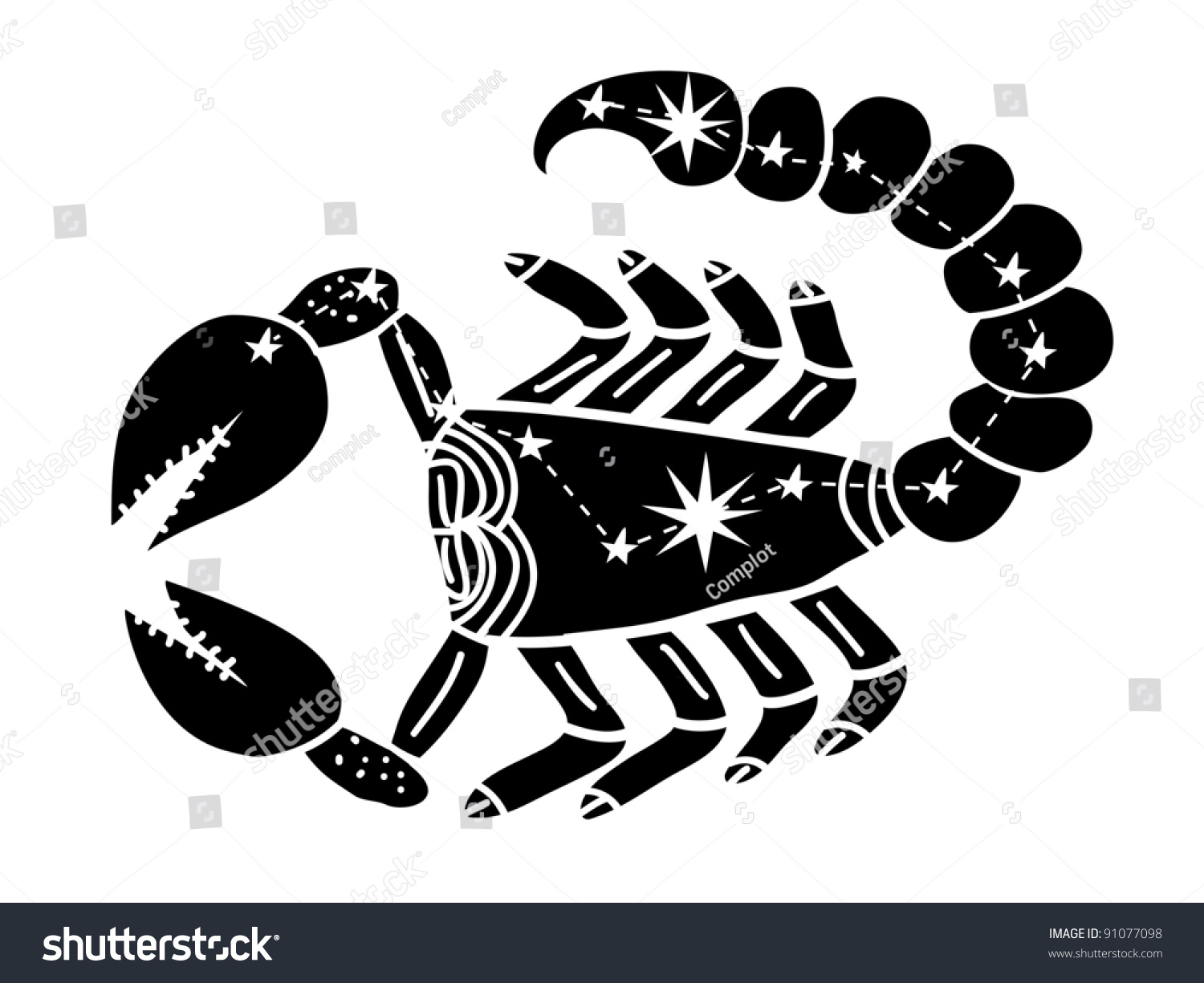 Scorpio Constellation Zodiac Black Stock Vector Illustration 91077098 ...
