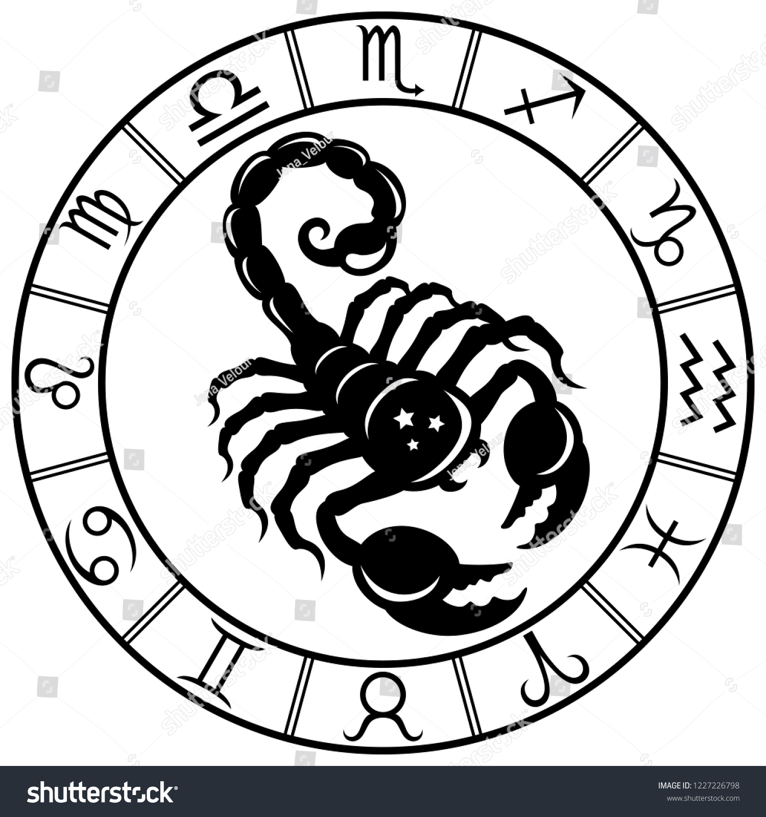 Scorpio Horoscope Zodiac Sign Silhouette Isolated เวกเตอร์สต็อก (ปลอด