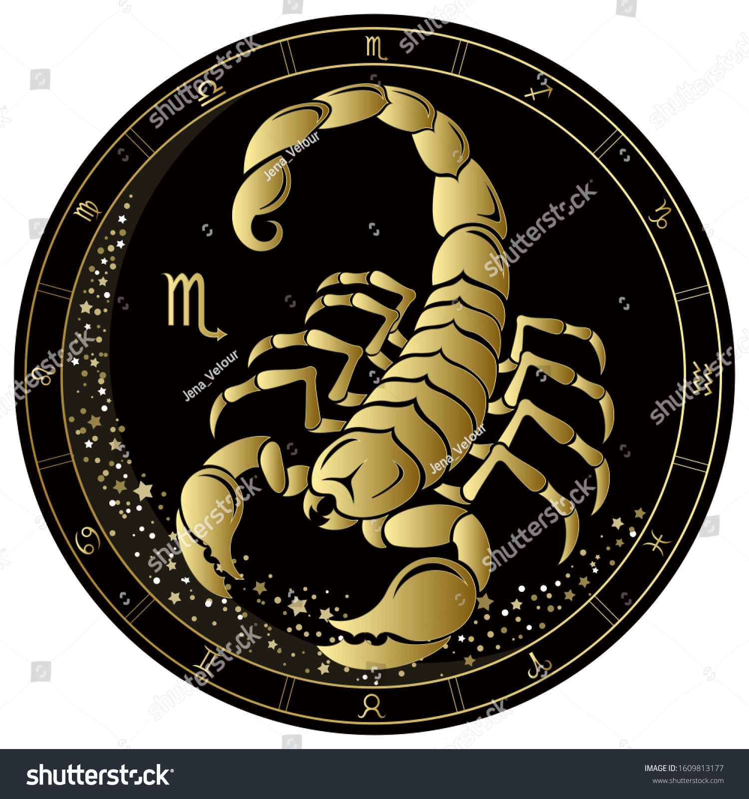 Scorpio Zodiac Sign Golden Circle On Stock Vector Royalty Free 1609813177