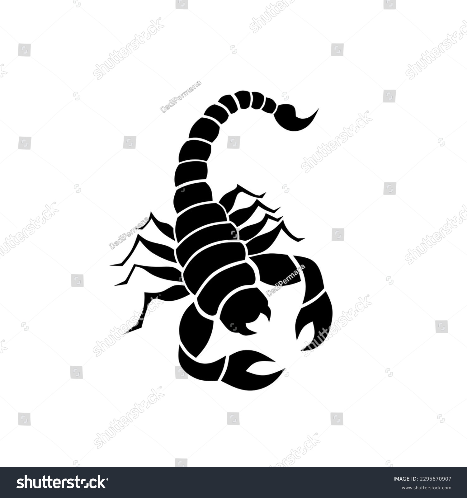 SVG of Scorpion animal silhouette illustration design vector in black color.  This animal is very dangerous because it has a deadly poison svg