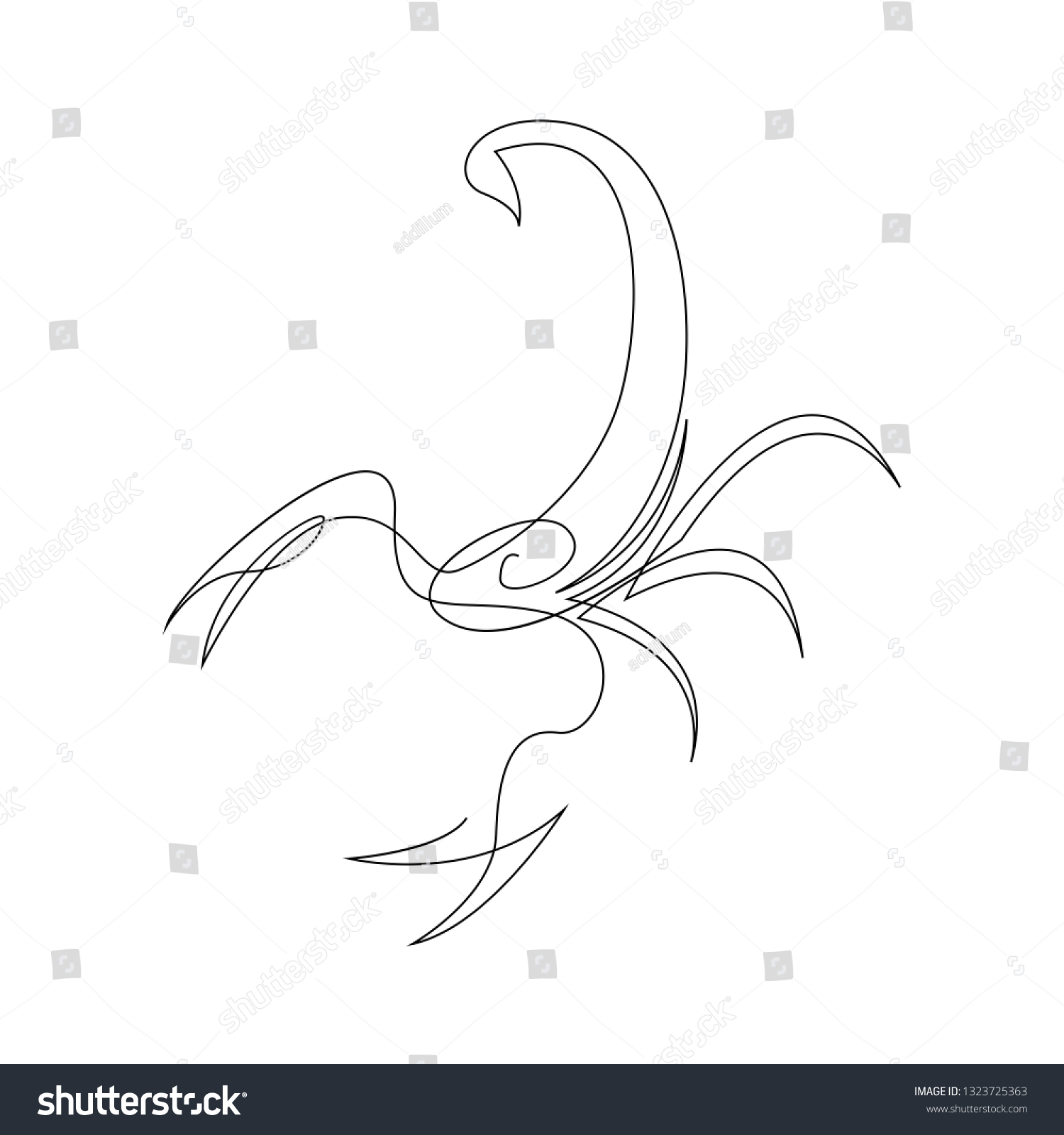 Scorpion One Line Art Drawing Vector Stock Vector (Royalty Free) 1323725363