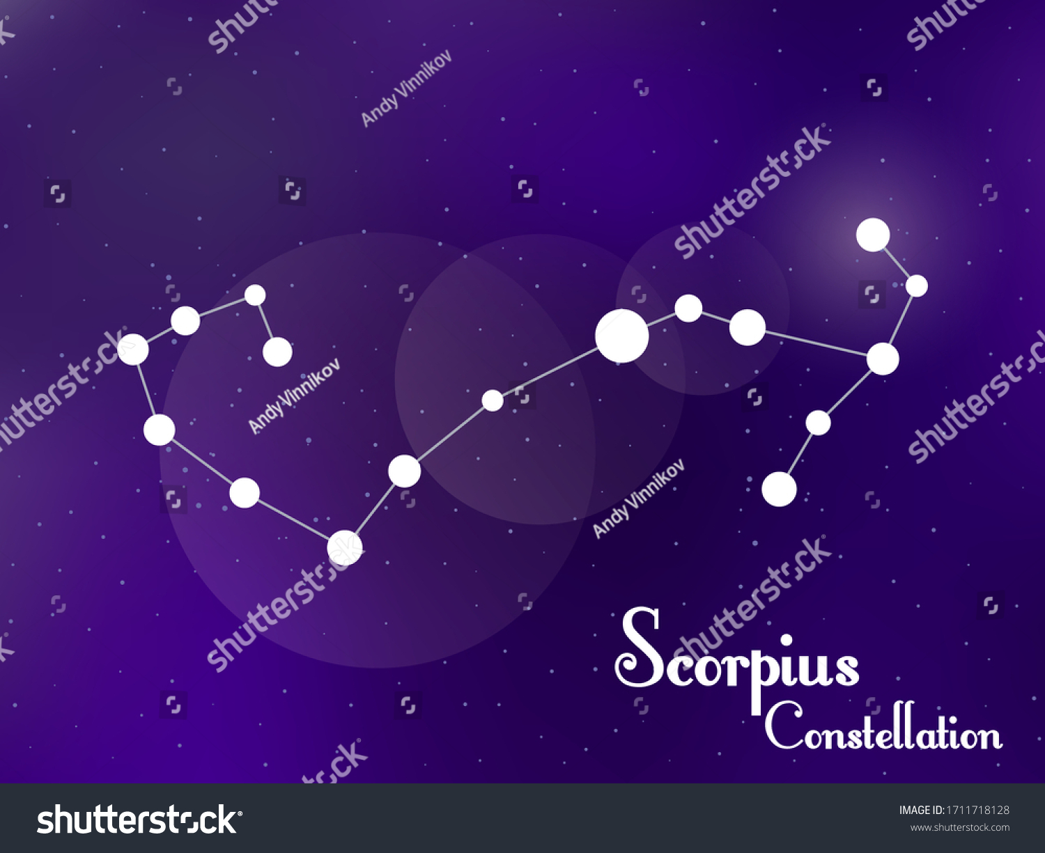 Scorpius Constellation Starry Night Sky Cluster Stock Vector (Royalty ...