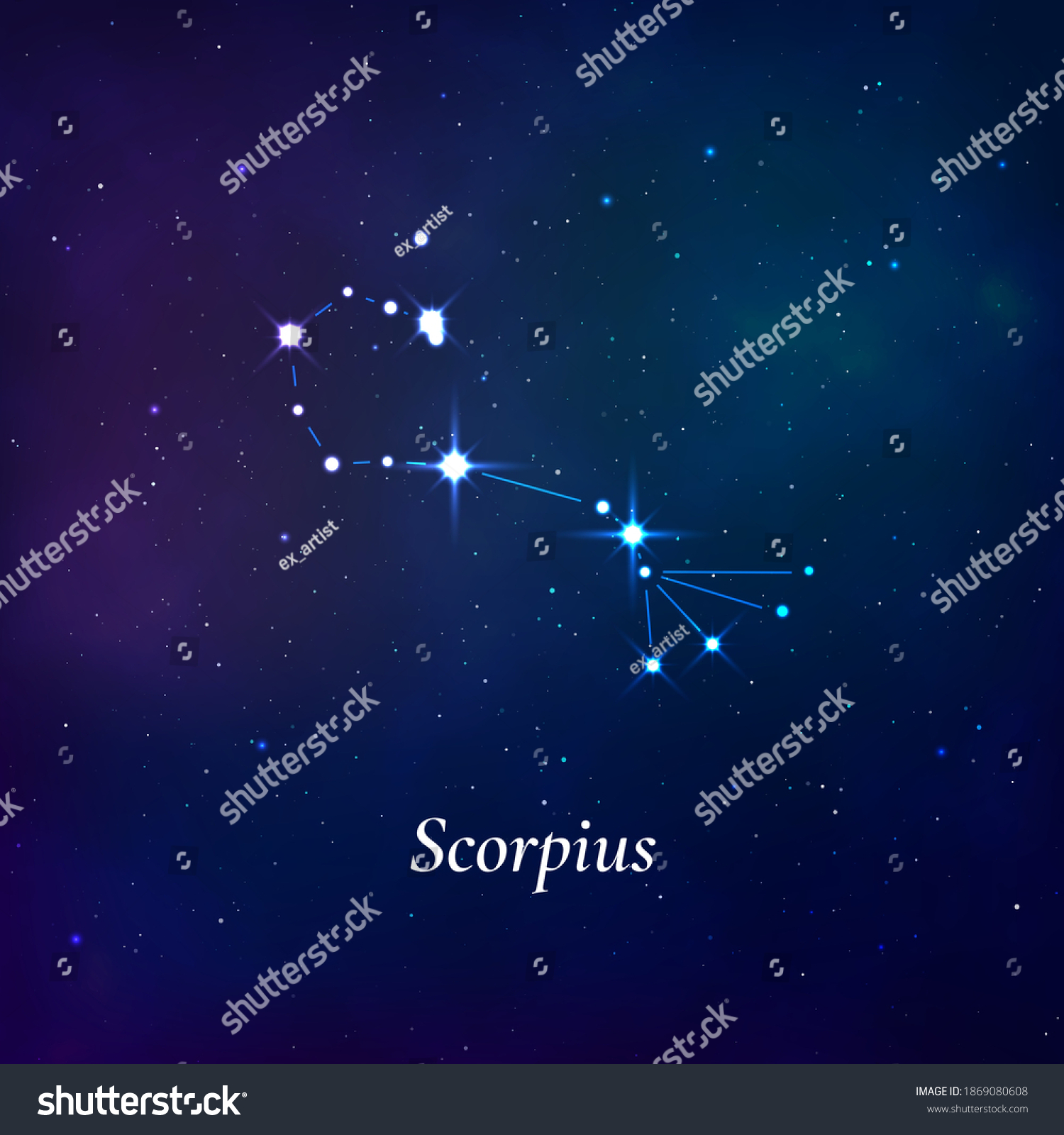 Scorpius Sign Stars Map Zodiac Constellation Stock Vector (Royalty Free ...