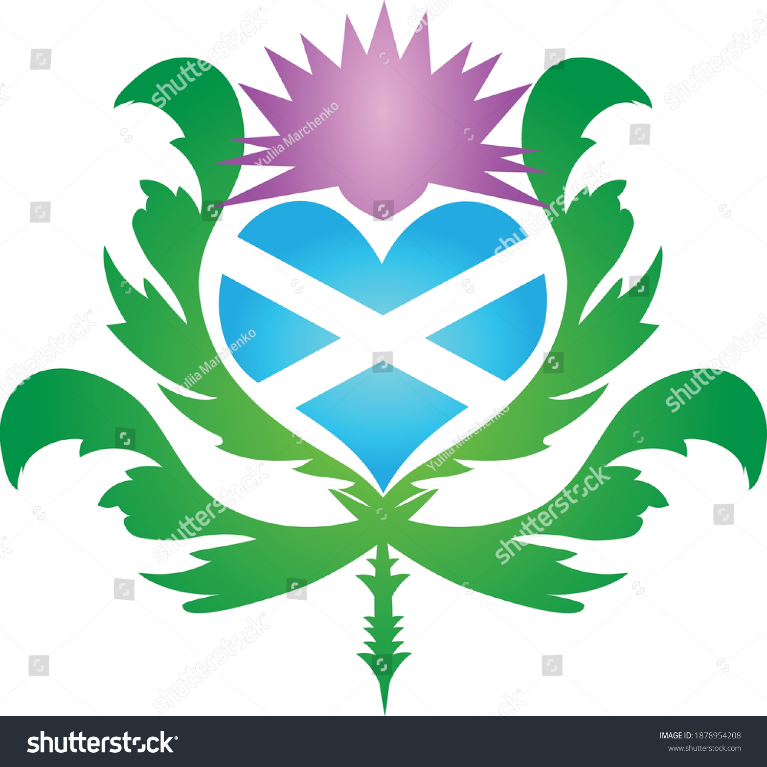 Scotland Heart Shaped Thistle Flag Stock Vector Royalty Free 1878954208