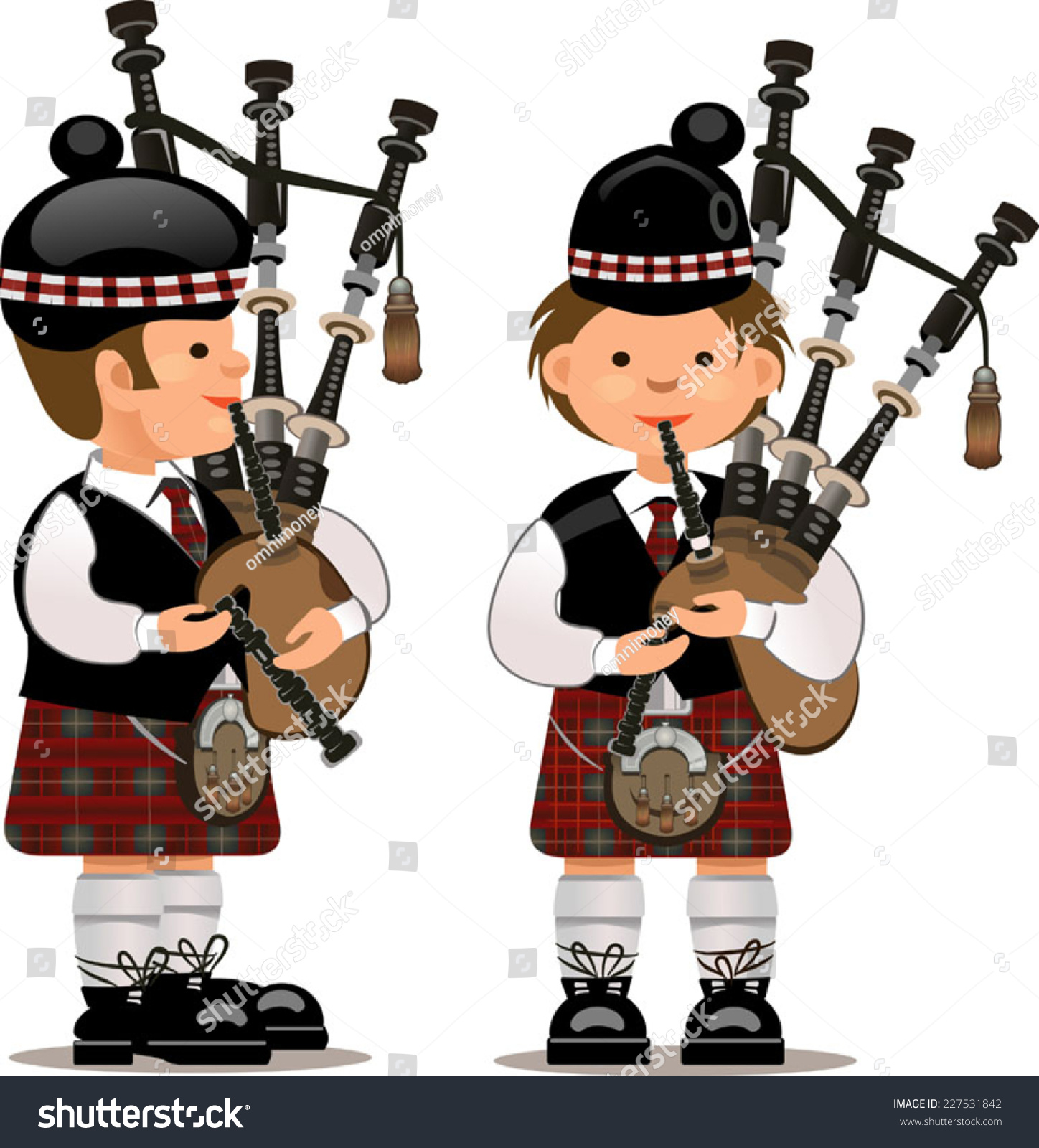 Scottish Bagpiper Stock Vector 227531842 - Shutterstock