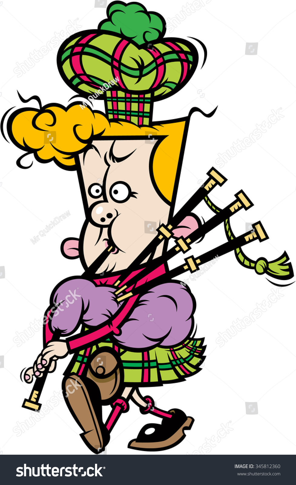 Scottish Bagpiper Wearing Kilt Stock Vector Royalty Free Shutterstock