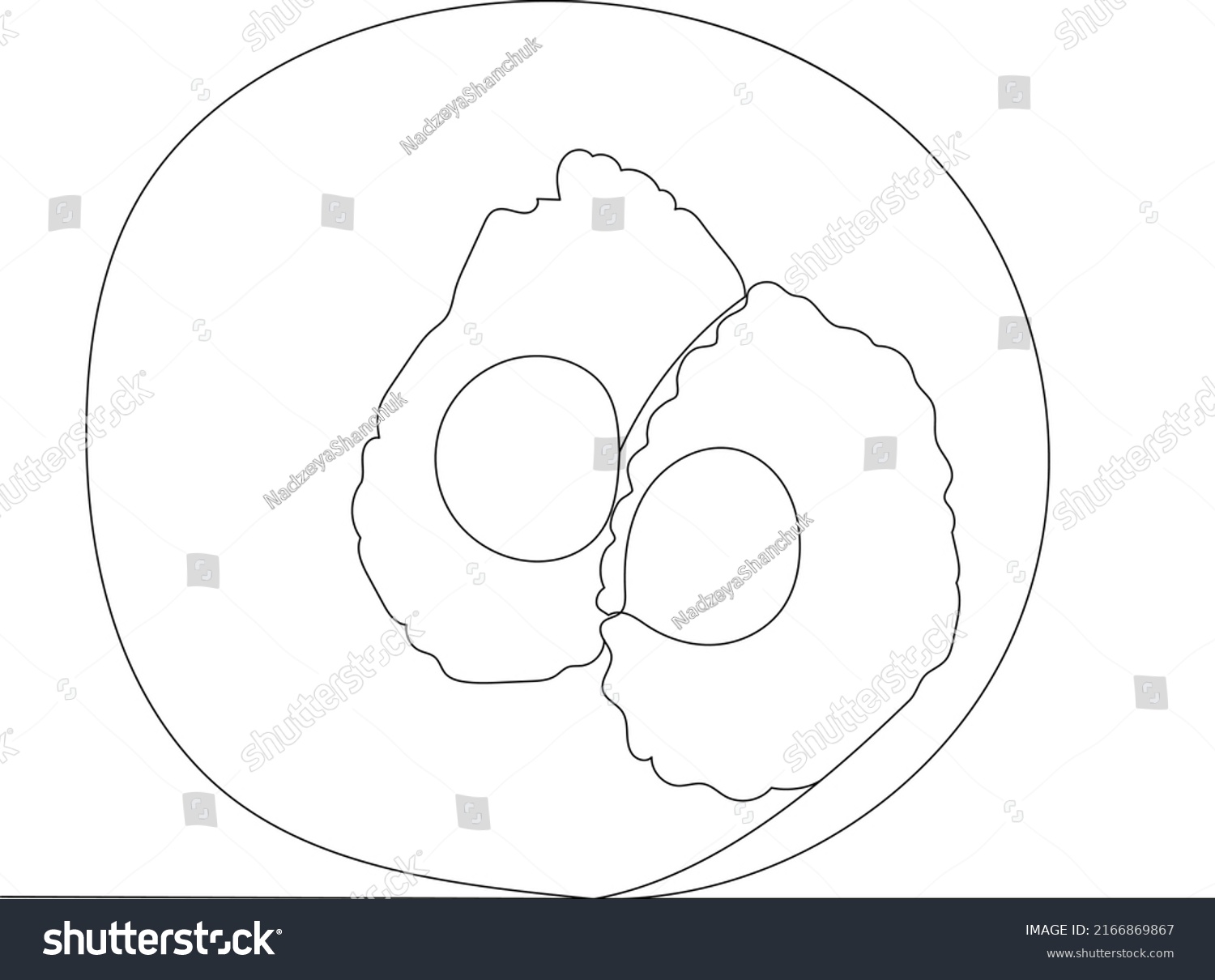 Scrambled Eggs Drawing By One Continuous Stock Vector (Royalty Free