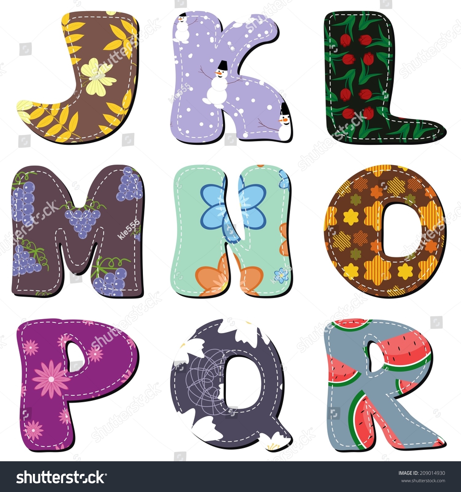 Scrapbook Alphabet On White Background Stock Vector Illustration ...