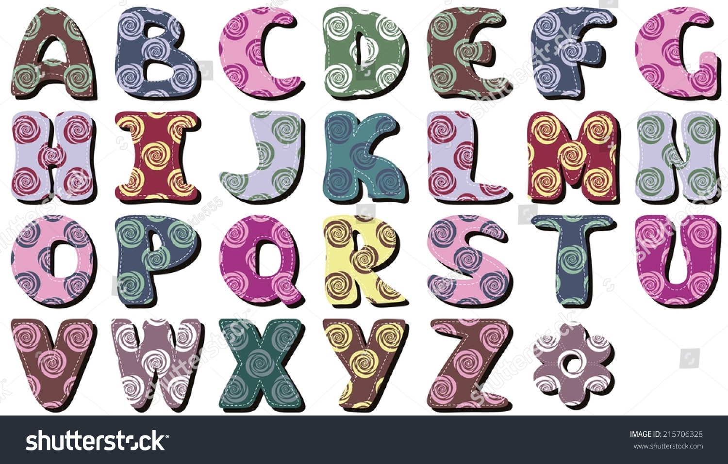 Scrapbook Alphabet On White Background Stock Vector 215706328 ...