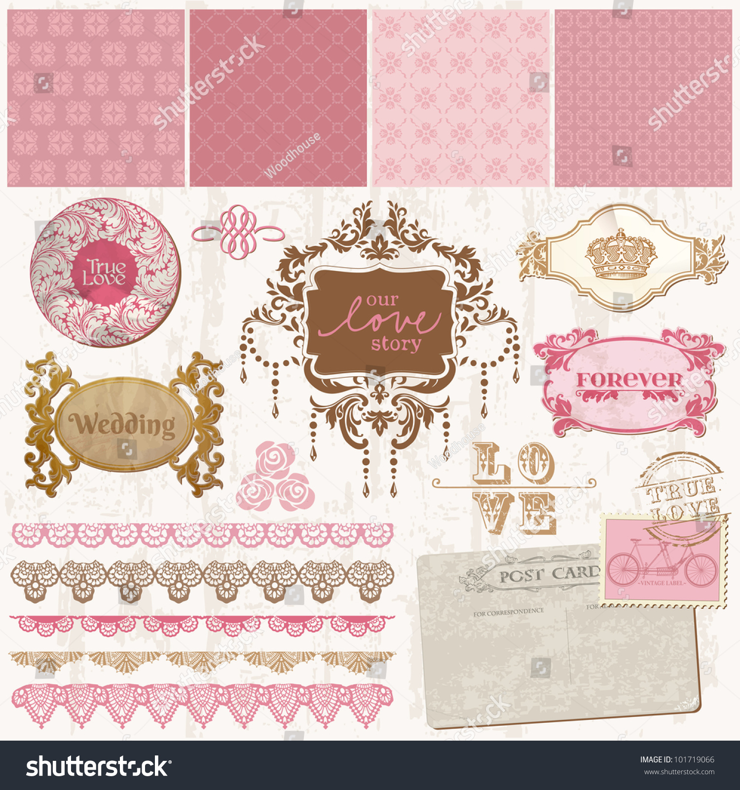 Scrapbook Design Elements - Vintage Wedding Set - In Vector - 101719066 ...