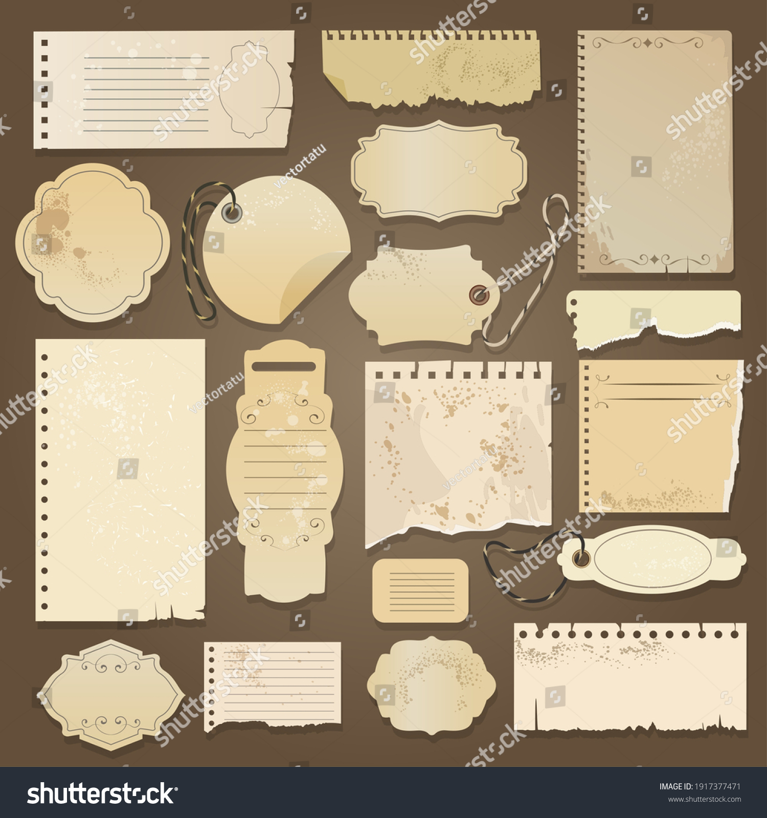 Scrapbooking Ripped Old Papers Vector Vintage Stock Vector (Royalty ...