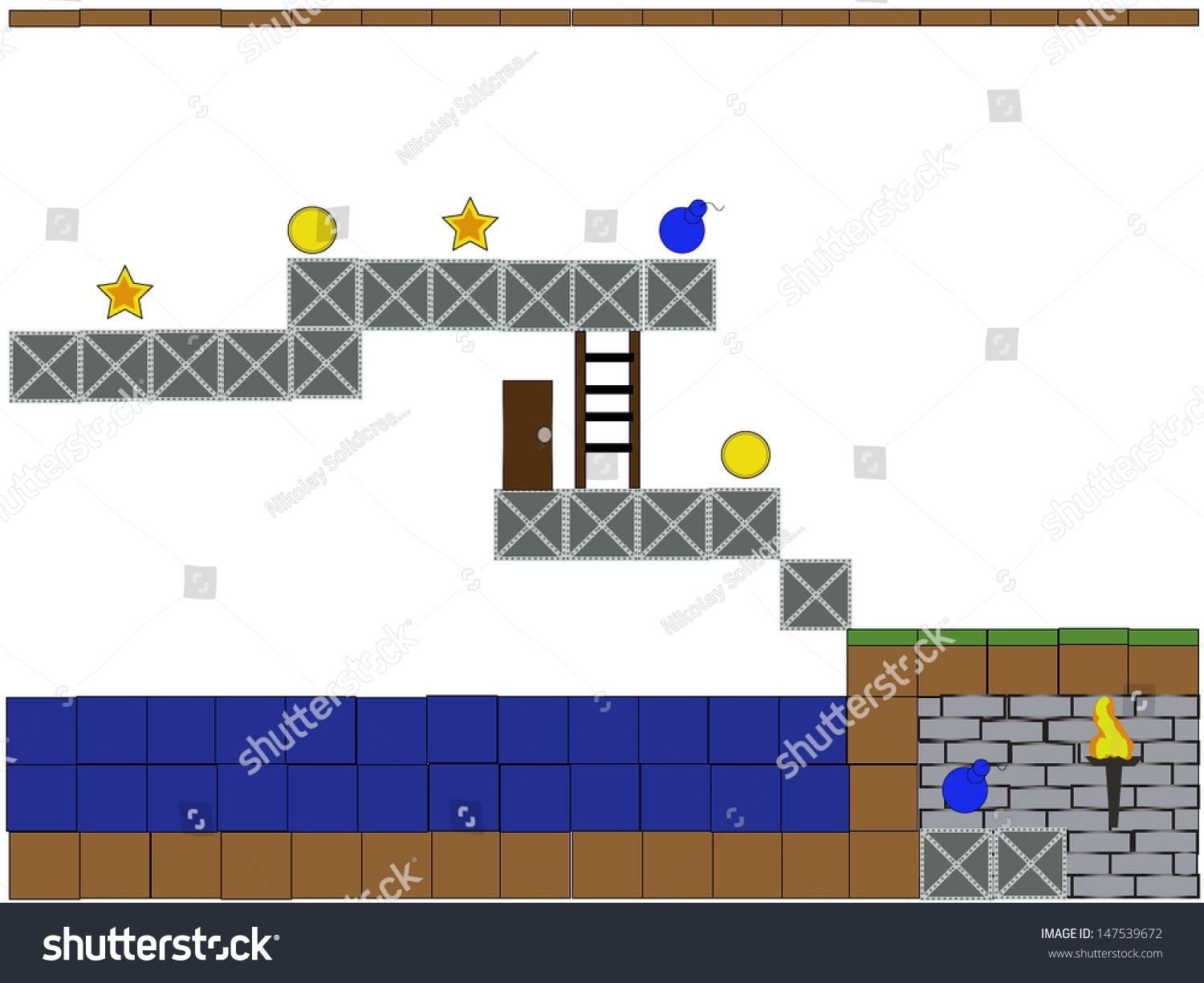 Scratch Arcade Computer Game Level Design Stock Vector