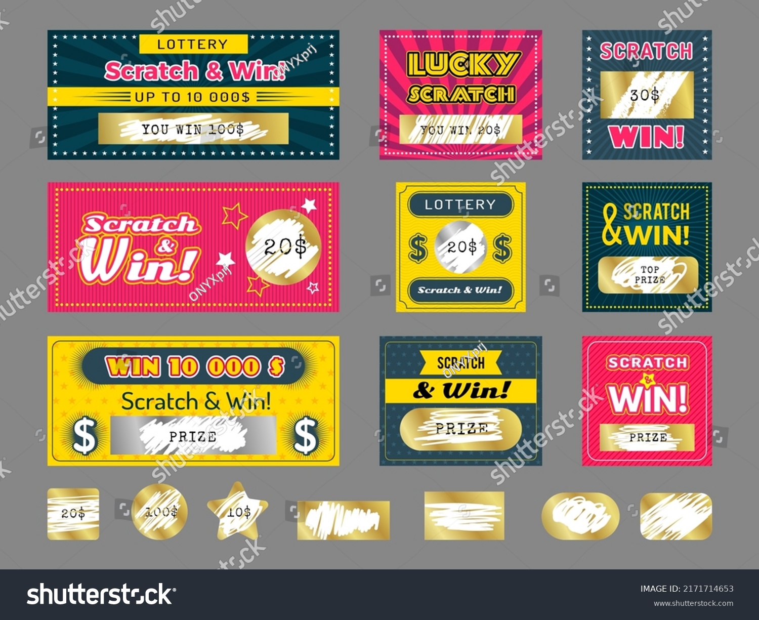 Scratching Cards Prize Games Cards Tickets Stock Vector (Royalty Free