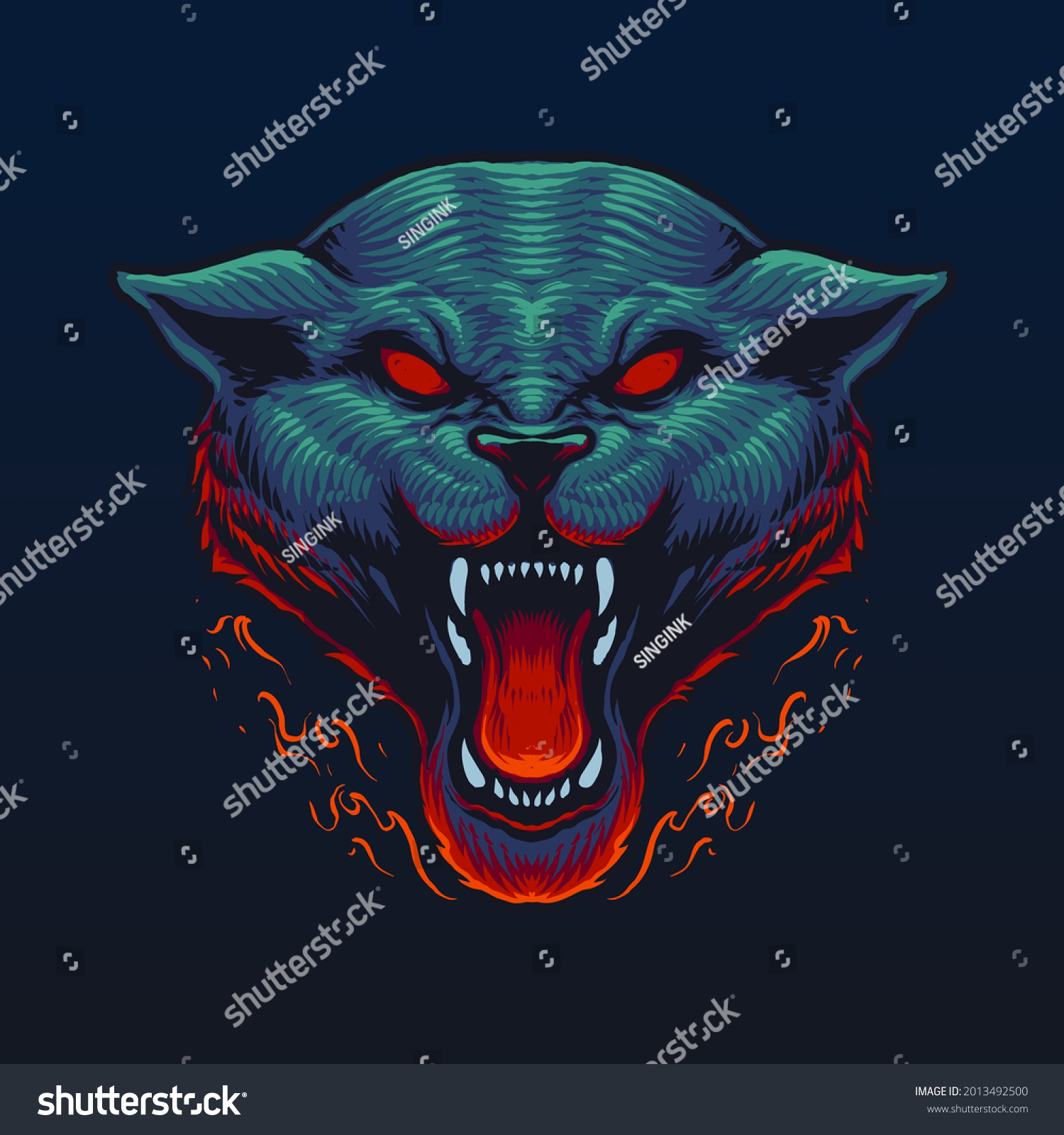 Scream Wolf Head Vector Illustration Stock Vector (Royalty Free) 2013492500