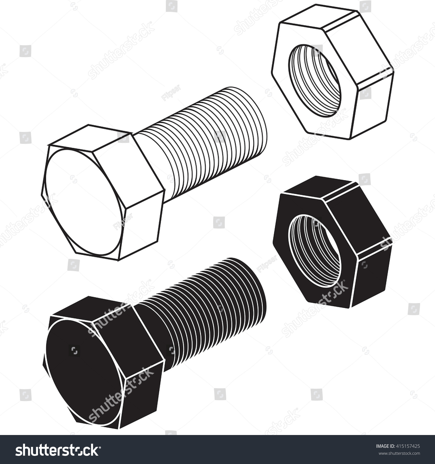 Screw Bolt Nut Vector Illustration Isolated Stock Vector (Royalty Free ...