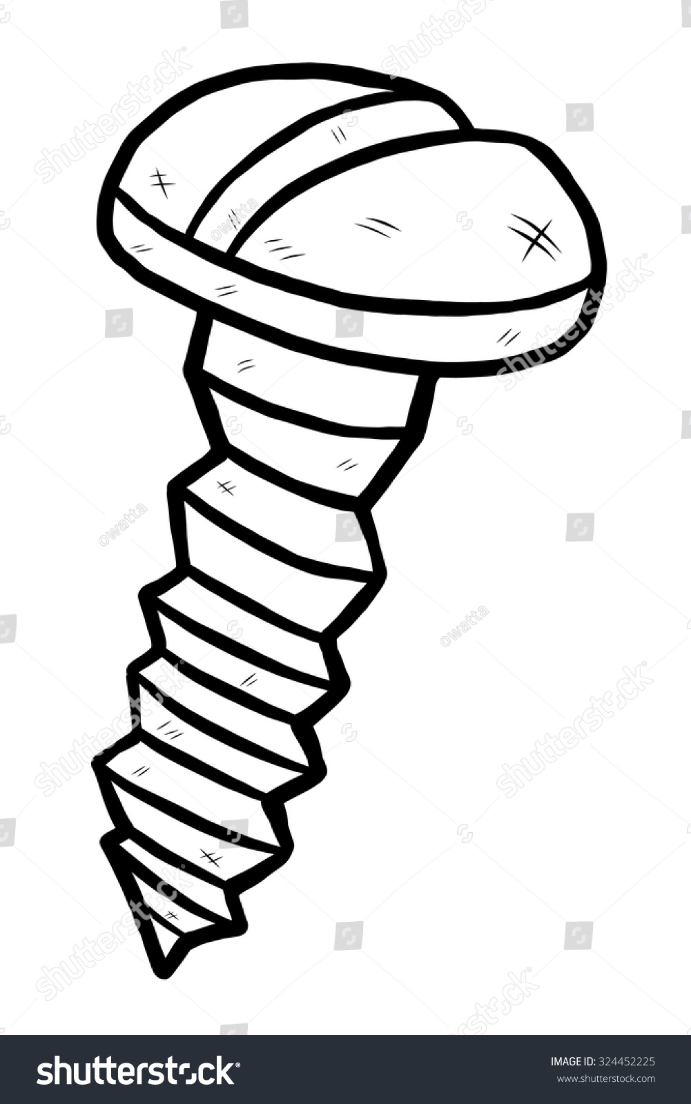 Screw Cartoon Vector Illustration Black White Stock Vector 324452225 ...