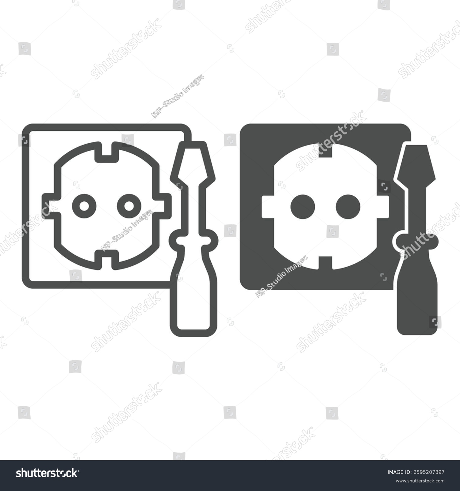 socket and screwdriver outline design clip art preview