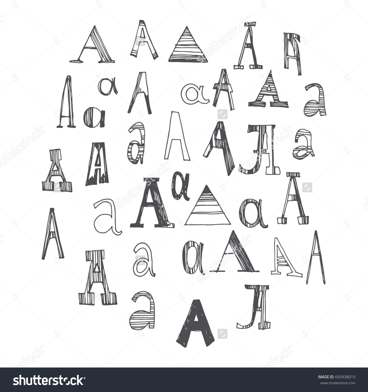 Scribble Alphabet Doodle Abc Vector Set Stock Vector (Royalty Free ...