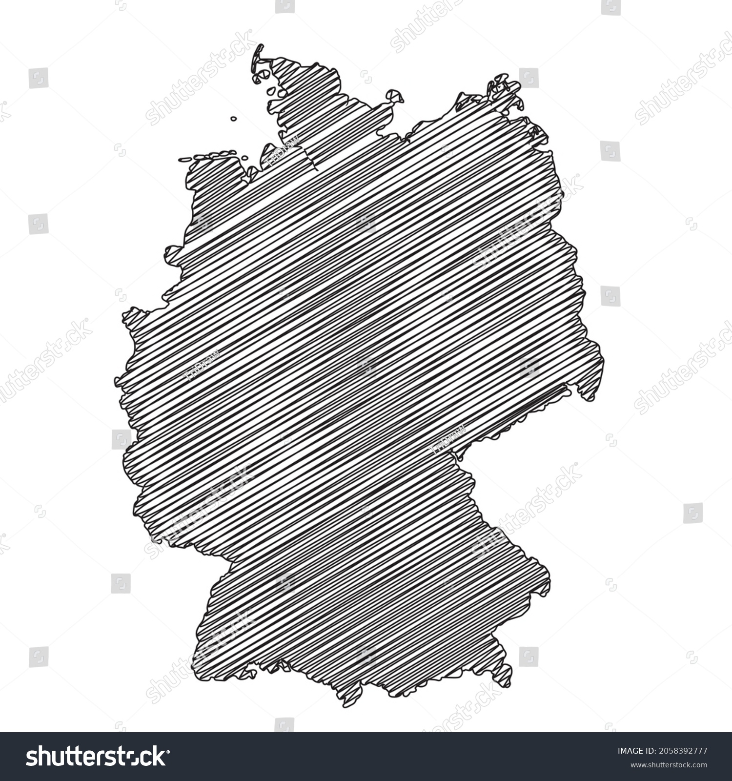 Scribble Style Germany Map Design Vector Stock Vector Royalty Free