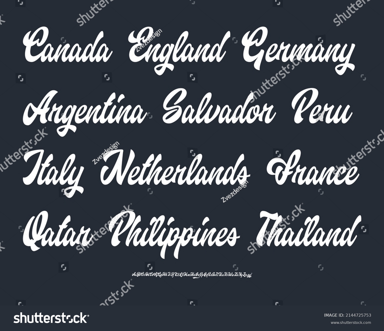 Script Font Lettering Set Countries Vector Stock Vector Royalty Free script-font-lettering-set-countries-vector-stock-vector-royalty-free