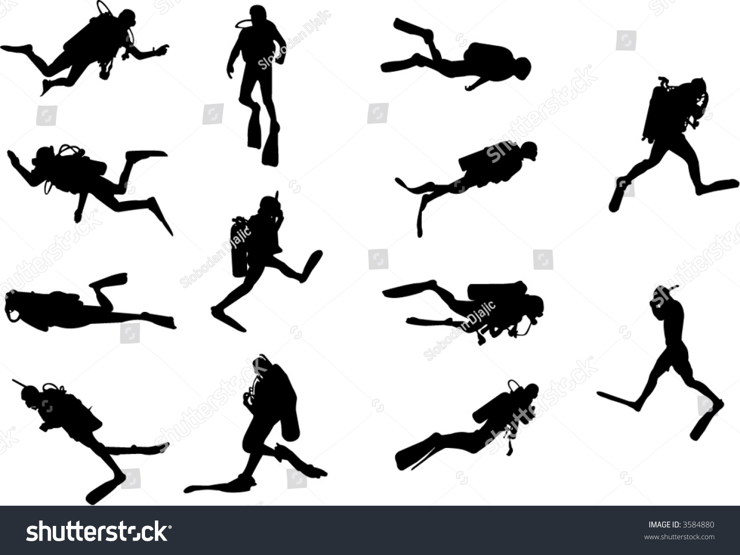 Scuba Diving Silhouettes Stock Vector 3584880 - Shutterstock